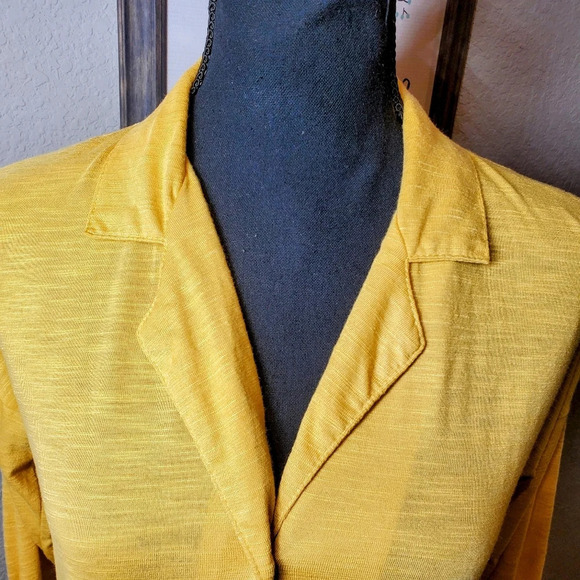 Paper + Tee Women's Size Medium Mustard Yellow Buttondown Lace Blouse - Picture 5 of 13